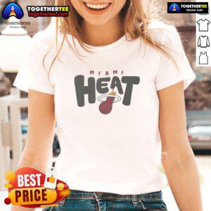 Stylish Miami Heat Bubble Ladies Tee featuring vibrant team colors and logo, perfect for fans and casual wear.