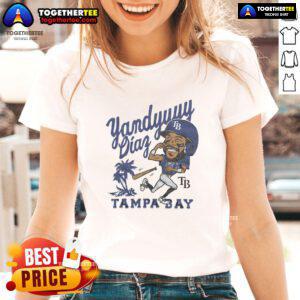 Alt Text: Stylish Nice Tampa Bay Rays Yandy Diaz ladies tee featuring vibrant team colors and a comfortable fit for fans.