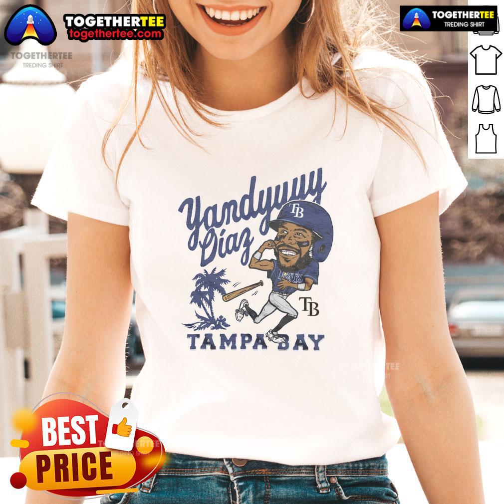 Alt Text: Stylish Nice Tampa Bay Rays Yandy Diaz ladies tee featuring vibrant team colors and a comfortable fit for fans.