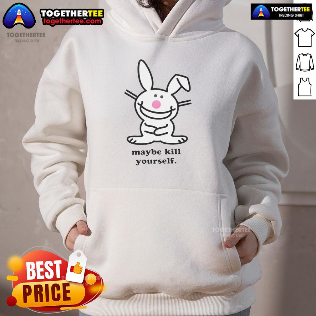 Official Maybe Kill Yourself Bunny Hoodie in black, featuring a playful bunny graphic and stylish streetwear design.