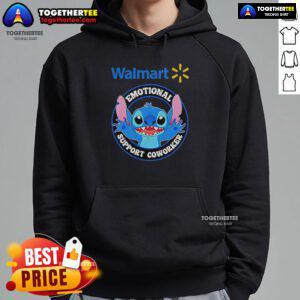 Official Happy Stitch Walmart Emotional Support Coworker Hoodie in vibrant colors, perfect for comfort and style at work.