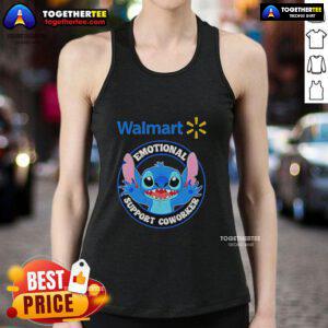 Official Happy Stitch Walmart Emotional Support Coworker Tank Top featuring a cheerful design perfect for casual wear.
