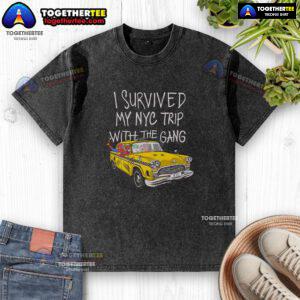 Official I Survived My NYC Trip With The Gang Spider Perks washed t-shirt featuring vibrant graphic design.