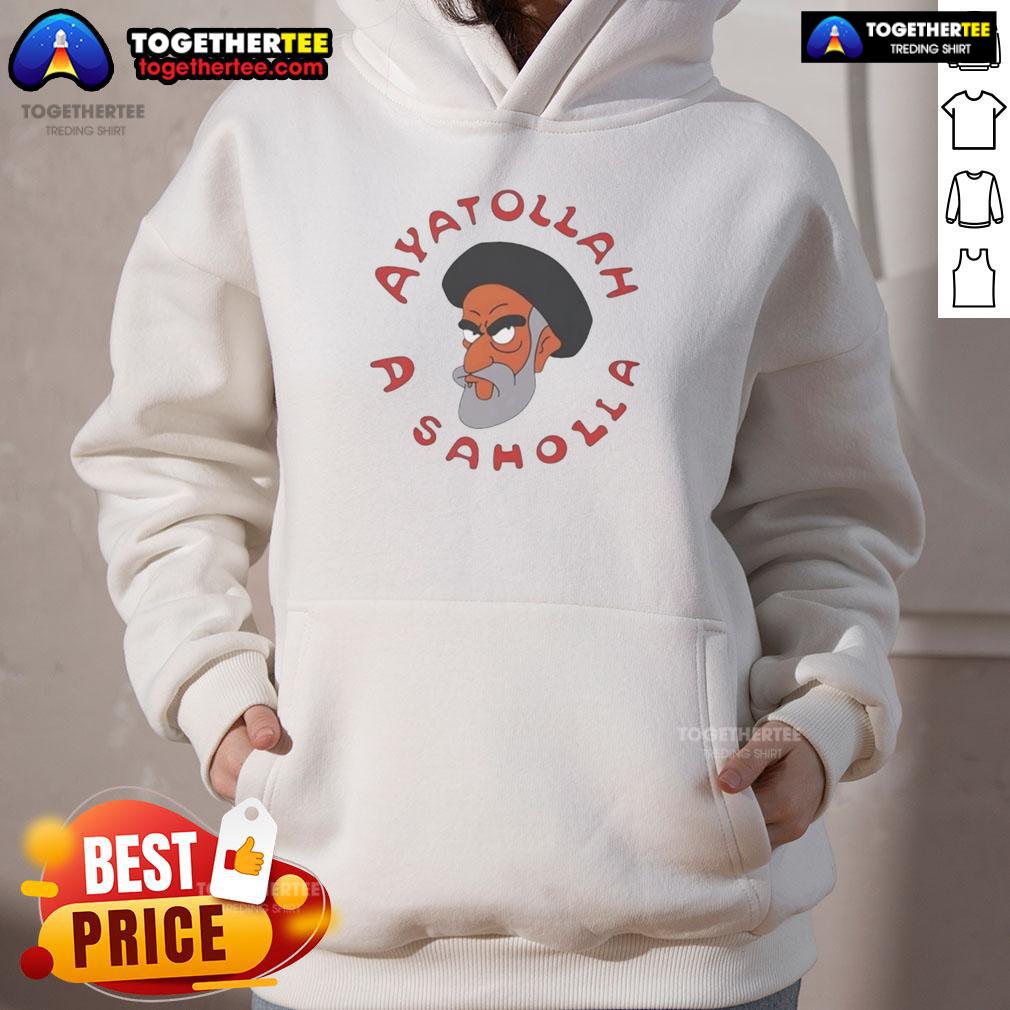 Official Simpsons Ayatollah A. Saholia hoodie featuring vibrant graphics and cozy design for fans of the series.