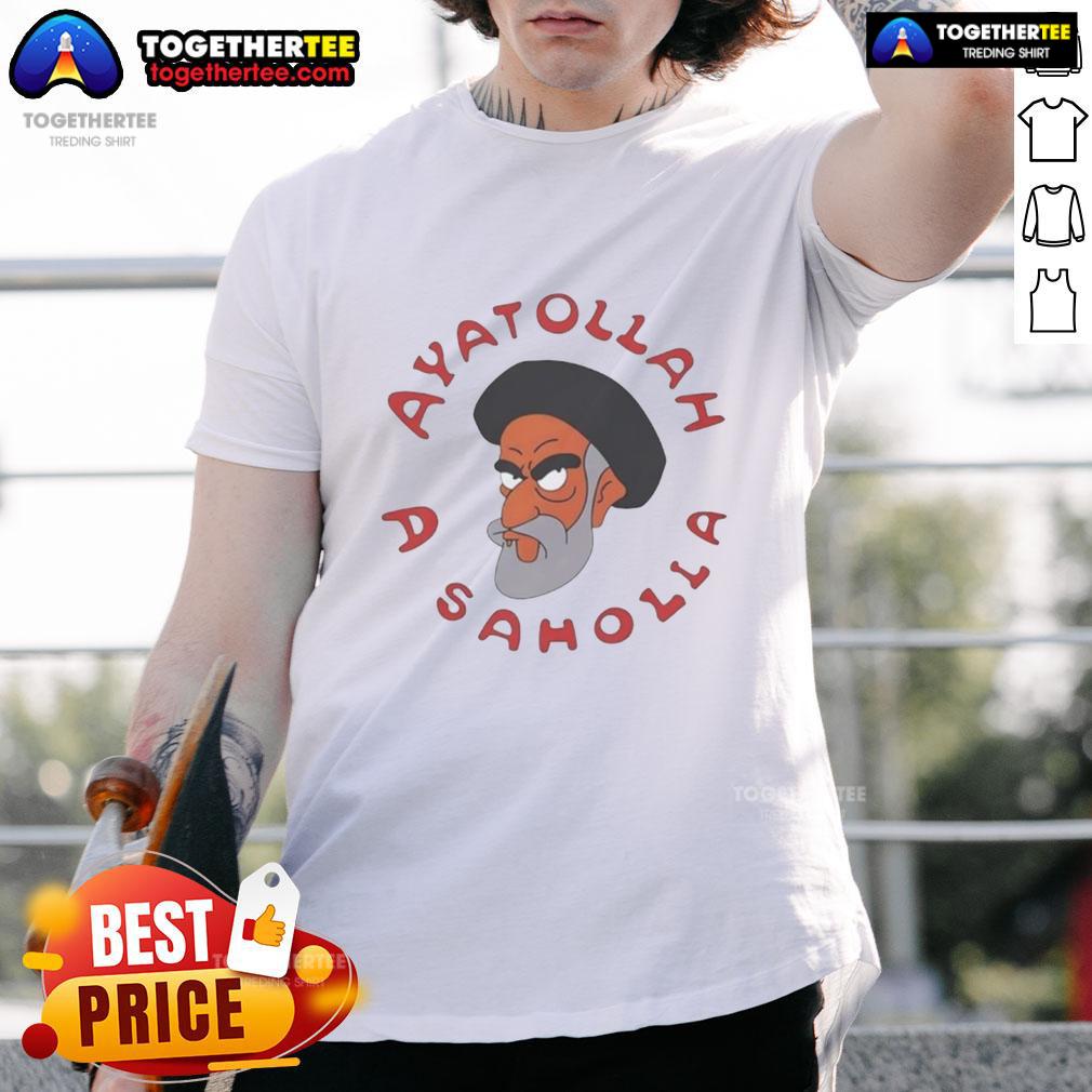 Official Simpsons Ayatollah A Saholia T-Shirt featuring vibrant graphics and unique design inspired by the iconic TV show.