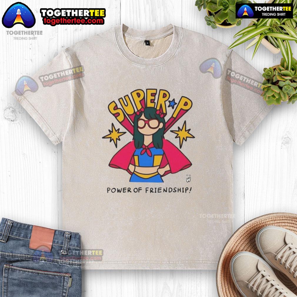 Official Super P Power of Friendship washed t-shirt featuring vibrant graphics and a comfortable fit for casual wear.