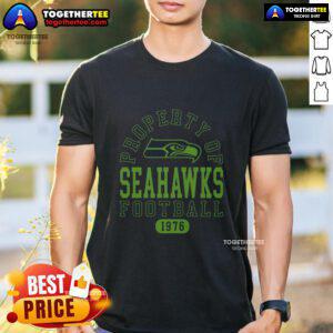 Original Seattle Seahawks Property 1976 T-Shirt featuring vintage design and team colors, perfect for Seahawks fans.
