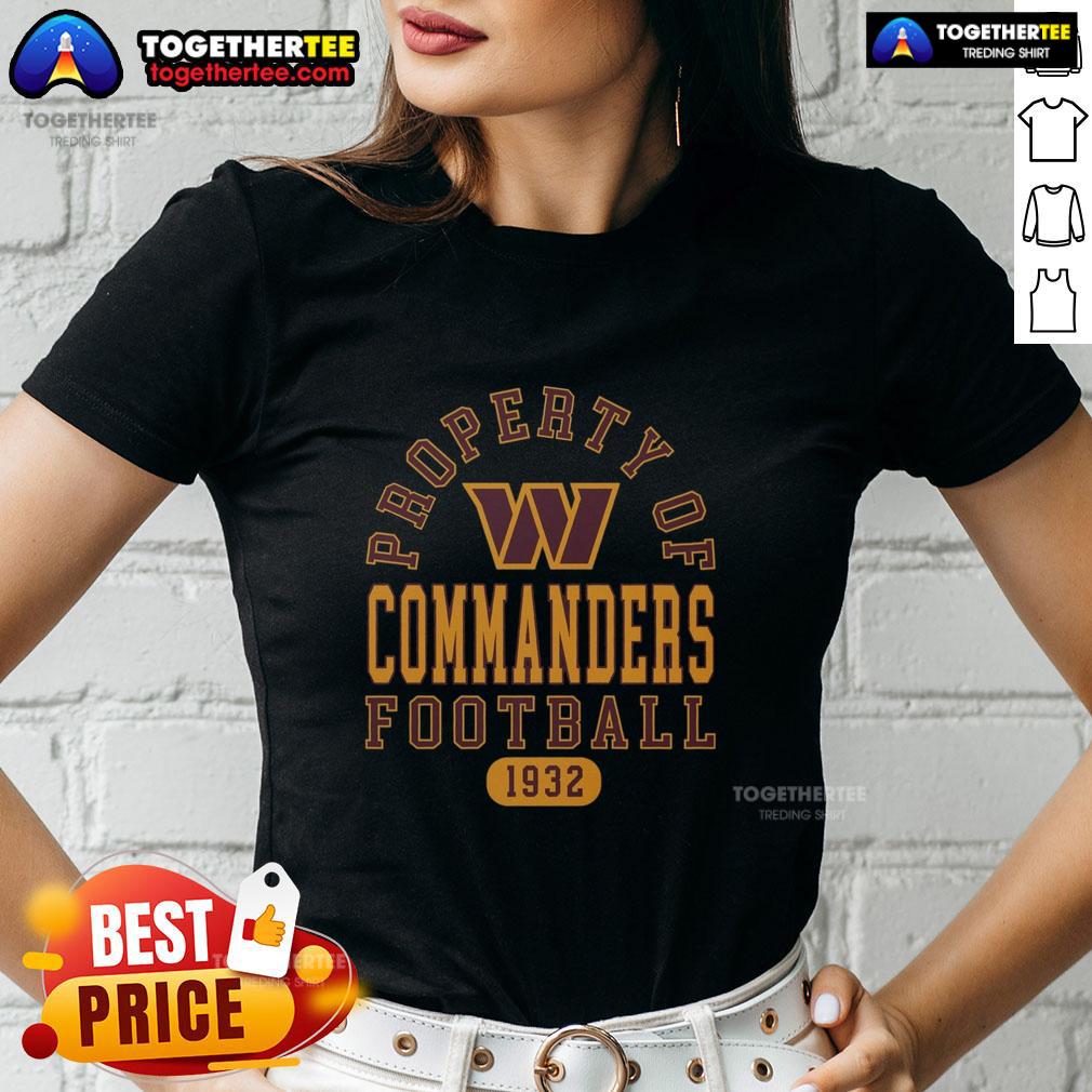 Alt Text: Original Washington Commanders Property 1932 Ladies Tee featuring team logo and vintage design in women's fit.