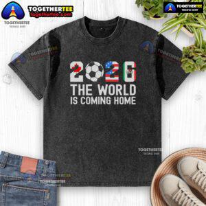 Pretty 2026 World Cup Football washed t-shirt showcasing vibrant design and sporty style, perfect for fans and collectors.