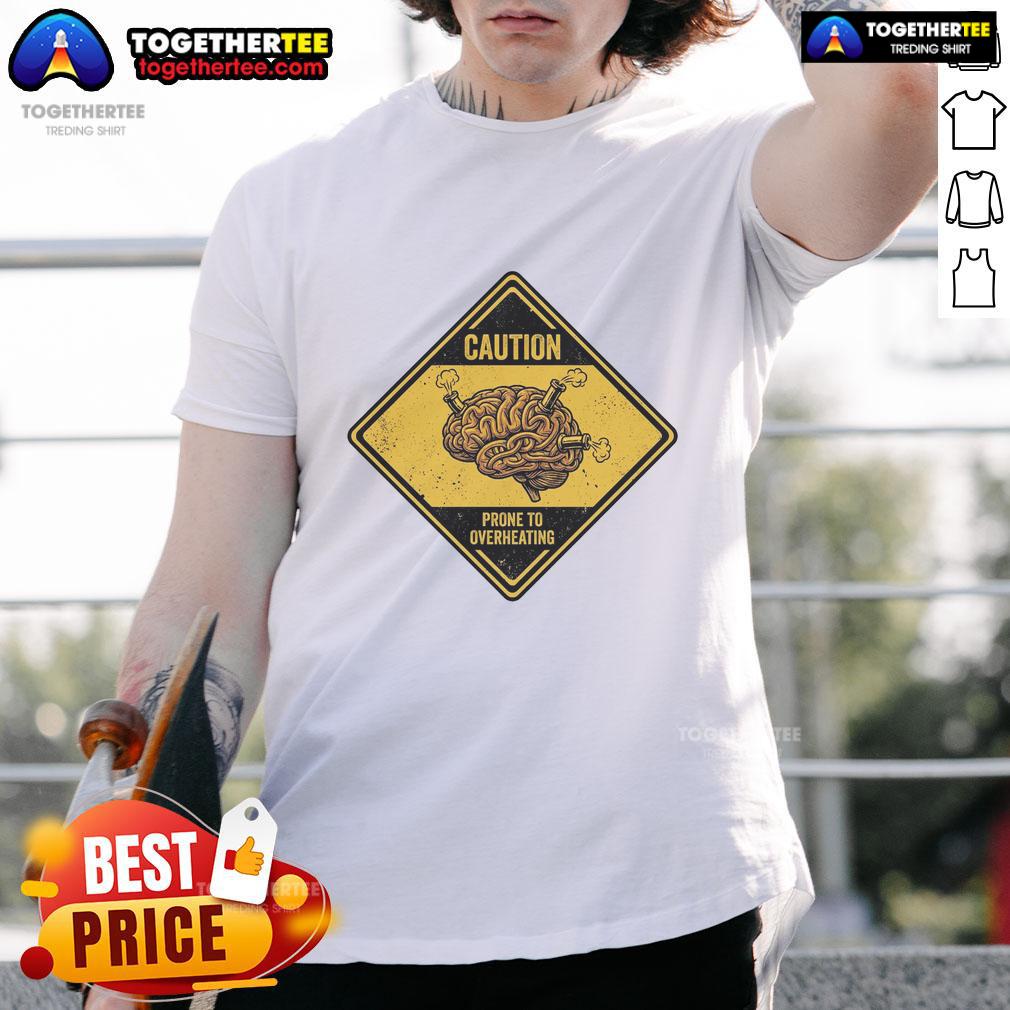 Pretty Executive Dysfunction Retro T-Shirt featuring a caution brain overheat warning design, perfect for awareness and style.