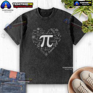 Pretty Pi 3.14 math science lover heart washed t-shirt, perfect for math enthusiasts and nerdy fashion lovers.