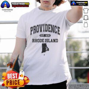 Pretty Providence Rhode Island Est 1636 T-Shirt design featuring vintage style typography and local pride elements.