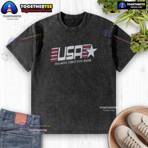 Alt Text: Pretty USA Flag Stripes Milano Cortina 2026 Winter Washed T-Shirt showcasing vibrant colors and stylish design.