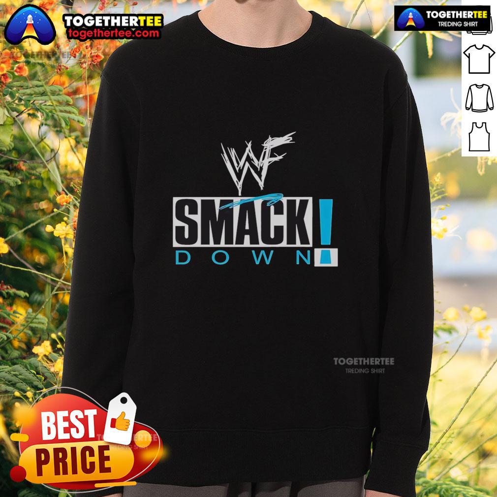 Stylish Pretty WWF Smackdown professional wrestling logo sweatshirt, perfect for fans and casual wear.