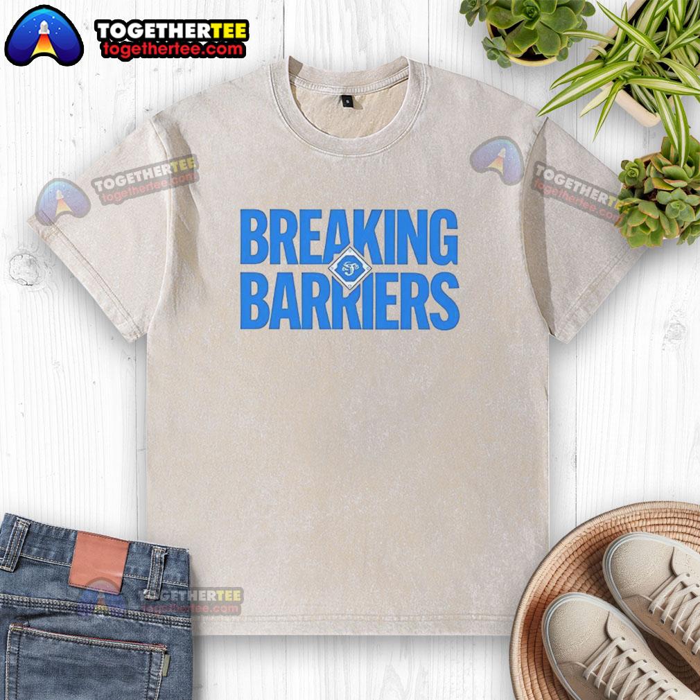 Awesome Jacksonville Jumbo Shrimp Breaking Barriers washed t-shirt featuring vibrant graphics and comfortable fit.