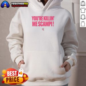 Awesome Jacksonville Jumbo Shrimp You're Killin' Me Scampi hoodie featuring vibrant shrimp graphics and cozy design.