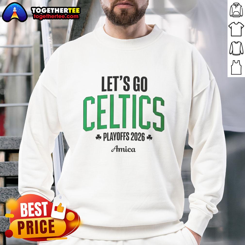 Awesome Boston Celtics Playoffs 2026 Amica sweatshirt featuring vibrant team colors and logo, perfect for fans.