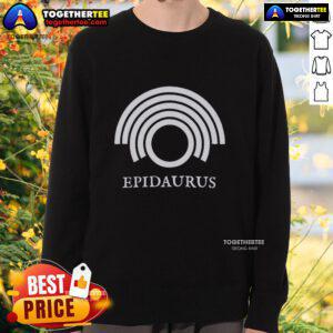 Awesome Liam O'Brien wearing an Epidaurus sweatshirt, showcasing a stylish and comfortable look.