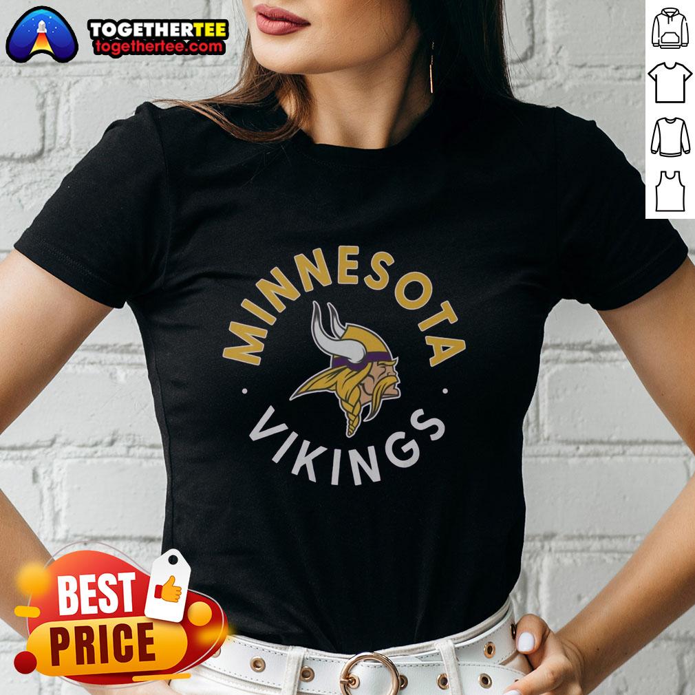 Awesome Minnesota Vikings Circle Ladies Tee featuring vibrant team colors and logo, perfect for game day and stylish fans.