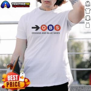 Alt Text: Awesome Obs Orange and Blue Skies T-Shirt featuring a vibrant design perfect for casual wear.
