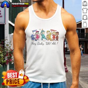 Awesome Snoopy Peanuts and Friends tank top featuring 'Hey Baby Uh Ah' design for casual summer style.