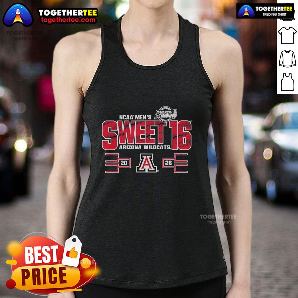Alt Text: Men's March Madness 2026 tank top featuring Good Arizona Wildcats logo for NCAA Sweet 16 fans.