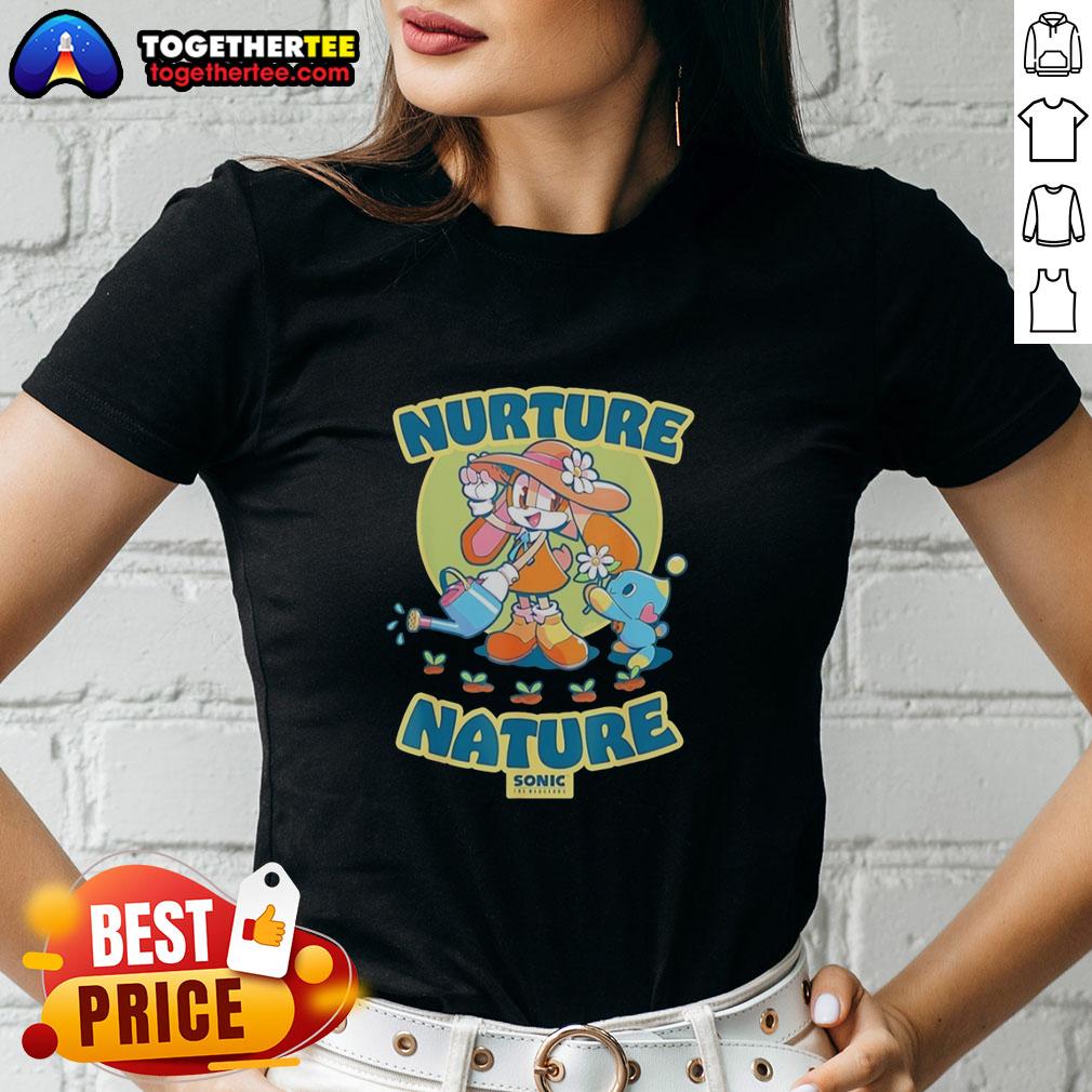 Vintage ladies tee featuring Nice Cream, the Rabbit, and the Hedgehog from Earth Day Chao Garden design.