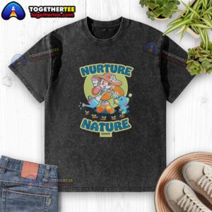 Vintage washed t-shirt featuring Nice Cream, The Rabbit, and The Hedgehog in a Chao Garden for Earth Day celebration.