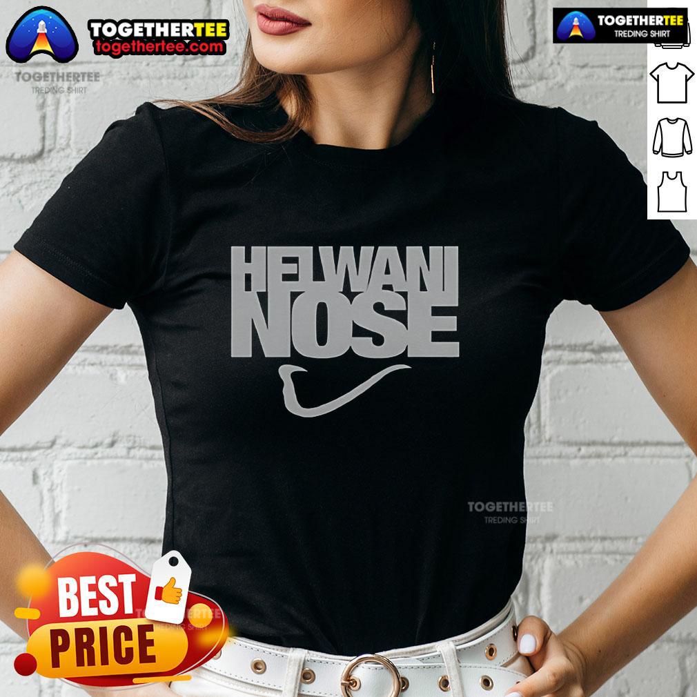 Nice Helwani Nose Logo Ladies Tee featuring a stylish design perfect for casual wear and fan apparel.