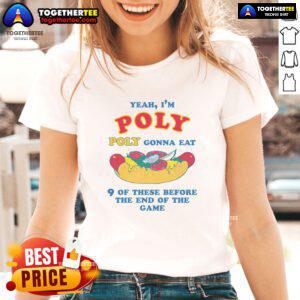 Funny ladies tee featuring 'Nice, Yeah, I'm Poly' design, perfect for food lovers and gamers. Great for casual wear!