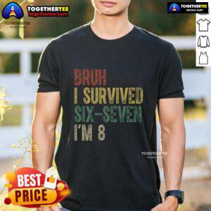 Alt Text: Official Bruh I Serviced Six-Seven I'M 8 6-7 Meme T-Shirt featuring a humorous design for meme lovers.