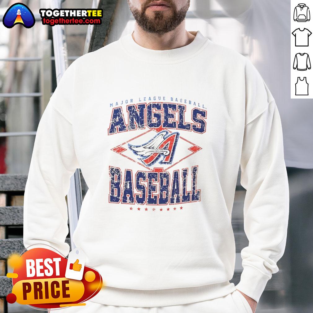 Alt Text: Official Los Angeles Angels Major League Baseball Cooperstown Diamond sweatshirt in red, featuring team logo and stylish design.
