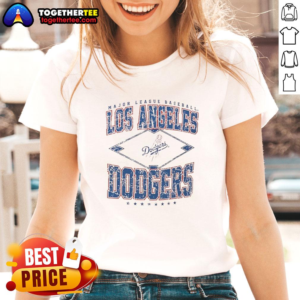 Alt Text: Official Los Angeles Dodgers Major League Baseball Cooperstown Diamond Ladies Tee showcasing team colors and logo.
