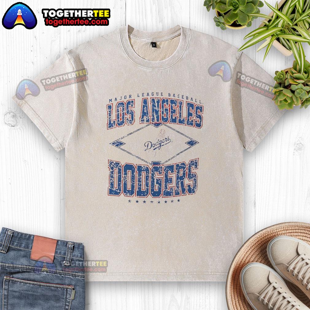Alt Text: Official Los Angeles Dodgers Major League Baseball Cooperstown Diamond Washed T-Shirt in blue with logo design.