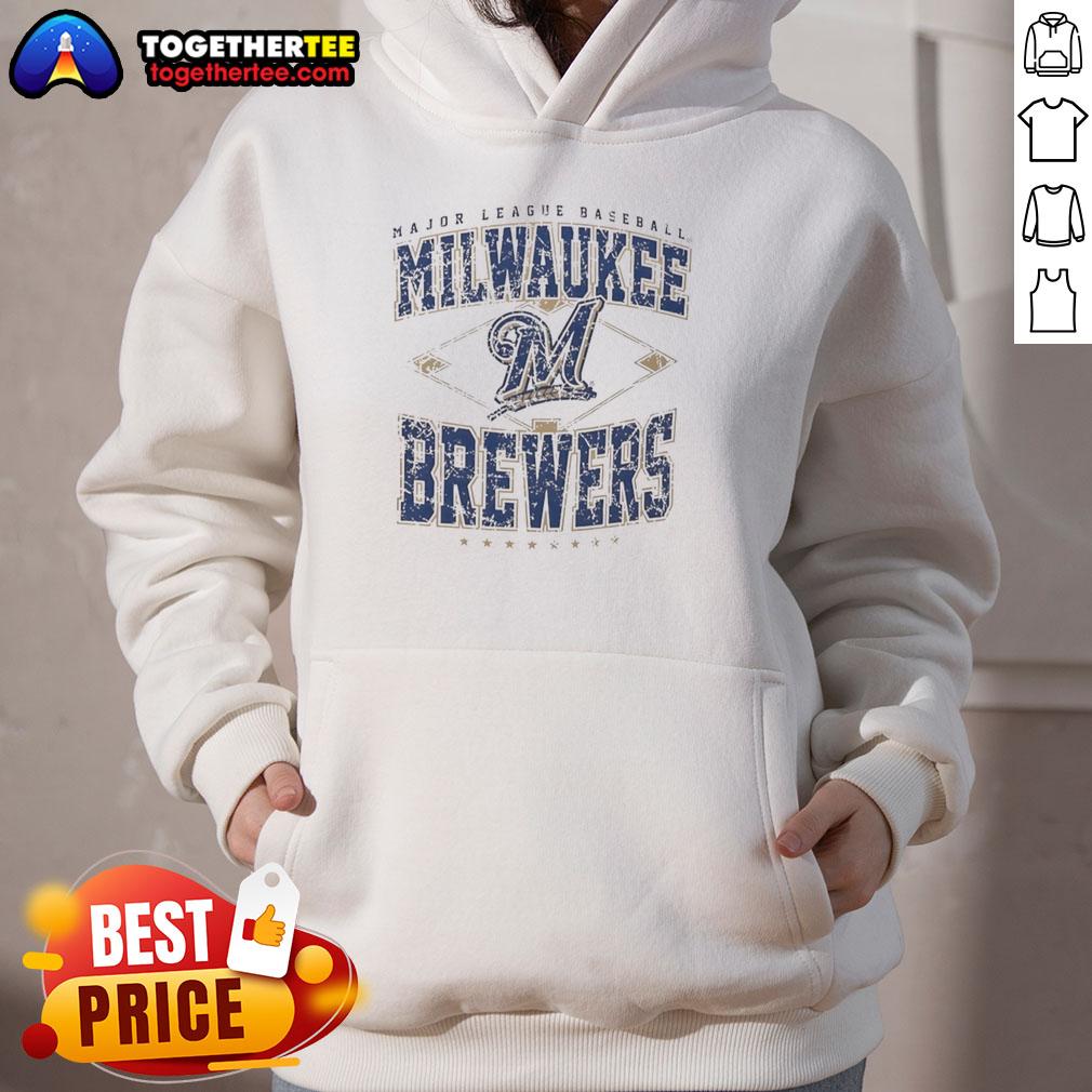 Official Milwaukee Brewers Major League Baseball Cooperstown Diamond Hoodie in navy blue with team logo.