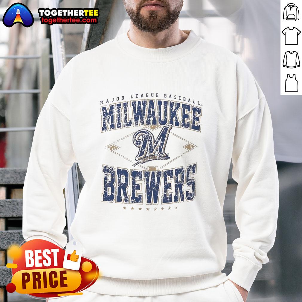 Official Milwaukee Brewers Major League Baseball Cooperstown Diamond Sweatshirt in navy blue, perfect for fans.