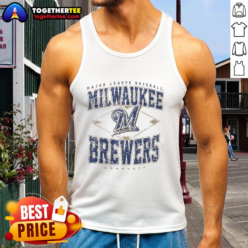 Official Milwaukee Brewers Cooperstown Diamond Tank Top featuring team logo, perfect for MLB fans and warm-weather wear.