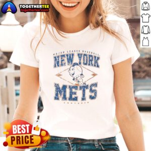 Official New York Mets Major League Baseball Cooperstown Diamond Ladies Tee featuring team logo and stylish design.