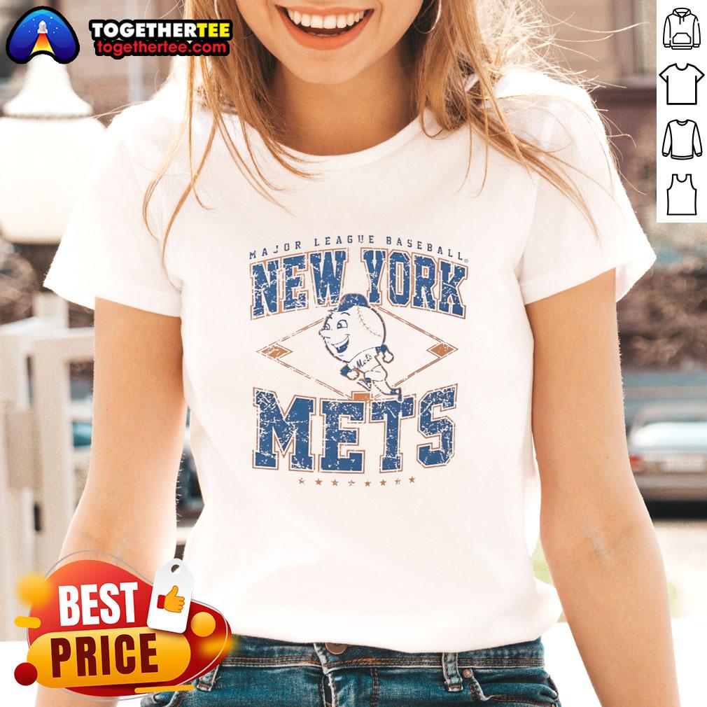 Official New York Mets Major League Baseball Cooperstown Diamond Ladies Tee featuring team logo and stylish design.