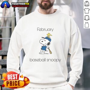 Original February Baseball Snoopy Woodstock sweatshirt featuring vibrant graphics of Snoopy and Woodstock.