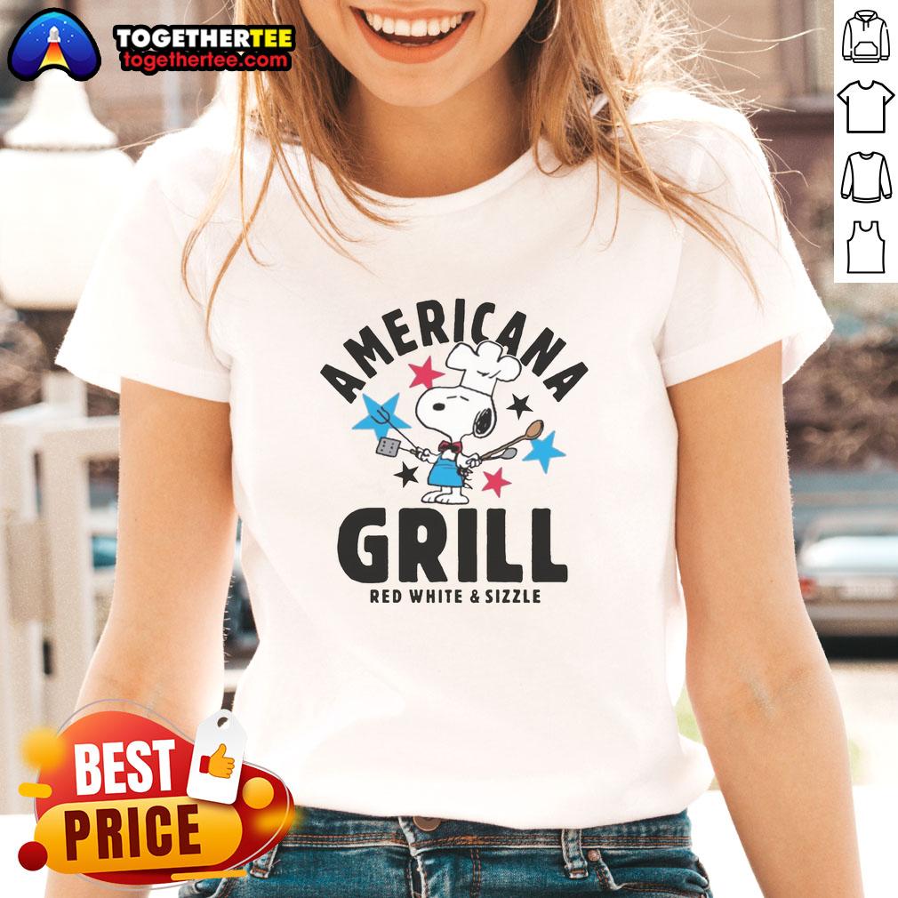 Original Women's Peanuts Americana Grill Cropped Graphic Tee featuring a fun design for stylish ladies.