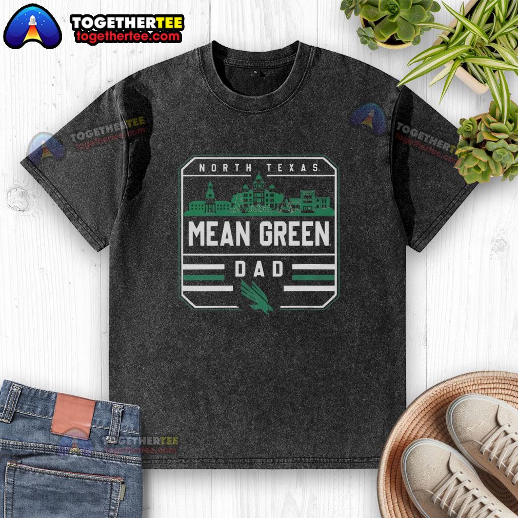 Premium North Texas Mean Green Dad Campus Washed T-Shirt in green, perfect for fans and casual wear.