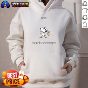 Stylish Pretty April Matcha Snoopy Woodstock hoodie featuring colorful designs, perfect for casual wear and spring fashion.