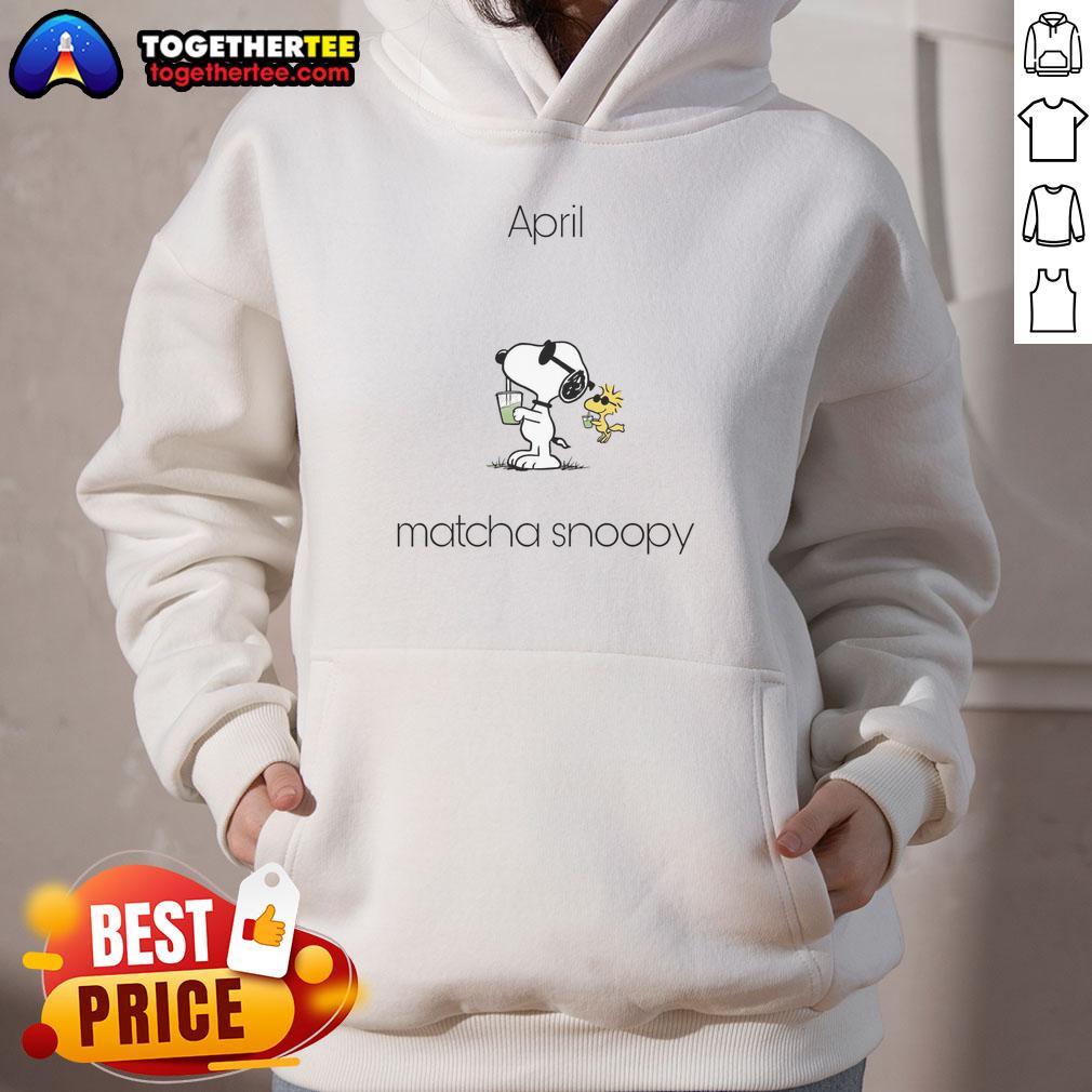 Stylish Pretty April Matcha Snoopy Woodstock hoodie featuring colorful designs, perfect for casual wear and spring fashion.