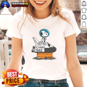 1982 Pretty Astro Camp Snoopy Ladies Tee featuring vibrant graphics and retro design, perfect for casual wear.