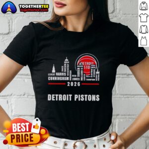 Pretty Detroit Pistons 2026 Greatest of All Time Players tee with city skyline design, perfect for fans and collectors.