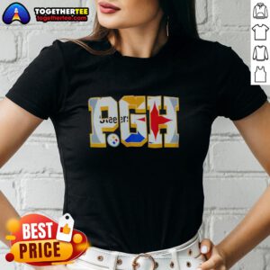 Pretty Pittsburgh Steelers NFL graphic tee for ladies, featuring stylish design and team colors for fans.