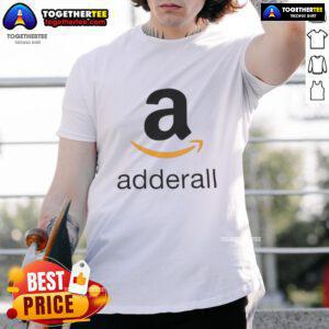 Top Adderall logo parody T-shirt featuring a humorous design, perfect for fans of clever graphic tees and ADHD awareness.