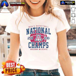 2026 NCAA Men's Basketball Championship Game Arizona Wildcats ladies tee, showcasing team pride in Indianapolis, Indiana.