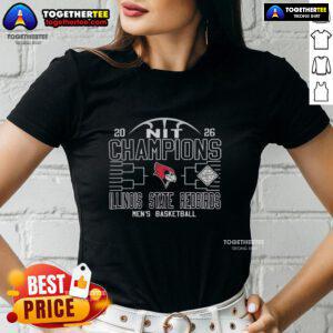 Top Illinois State Redbirds Men's Basketball NIT Champions 2026 ladies tee featuring team logo and vibrant design.